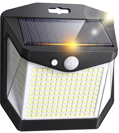 Esterno Giardino Solare Pannello Luci: 248 LED Solari Movimento Sensore Luce Faretti 3 Modos 270° Illuminazione Esterne Solar Faro IP65 Solare Parete Lampada per Giardino Balcone Garage Patio 1 Pezzi