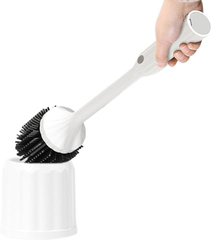 Toilet Brush, Toilet Brush With Holder, Electric Bathroom Cleaner Tool, Effortless And Hygienic Clean-ing, Compact And Quick-Dry, 39.8x7.5cm, Ideal For Home And Hotel Use