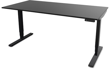 ASSMANN Elektrisch höhenverstellbarer Schreibtisch Y-Line 160x80cm Schwarz, TÜV-Zertifiziert, Memoryfunktion, Kollisionsschutz, 5 Jahre Herstellergarantie einfache Montage für Büro und Homeoffice