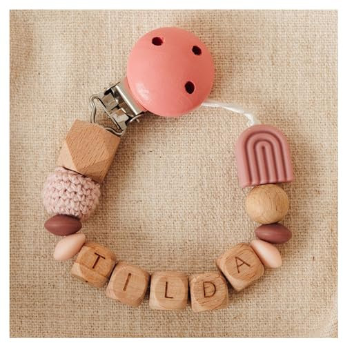 Storchenkind® – Liebevolles, handgemachtes Babyaccessoire, personalisiert mit Namen (altrosa)