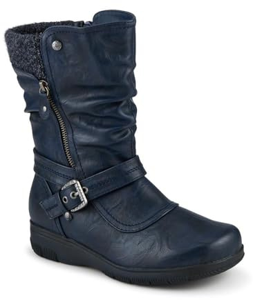 EasyFit Extra Wide Buckle Boots - Navy Size 5