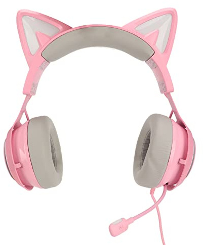 BONKZEBU Katzenohr-Gaming-Headset mit 3 Soundeffekten, Bequemer Mikrofon-Kopfhörer, Ideal für und Erwachsene, Treiberdurchmesser 50 Mm