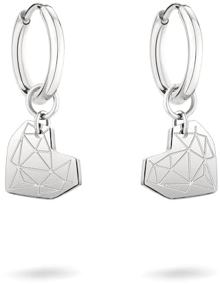 LIEBESKIND BERLIN Damen Creole – Ohrringe aus Edelstahl mit Broken Heart Motiv - Herz Anhänger - Eleganter Schmuck für jeden Anlass und das perfekte Geschenk