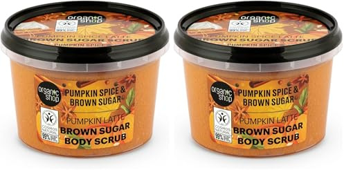 Organic Shop 250ml Body Scrub Pumpkin Spice Latte Brown Sugar (Pack of 2)