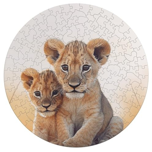 Wooden Puzzle for Adults, Small Lion Wooden Jigsaw Puzzle, Unique Animal-Shaped Wood-Cut Puzzle for Family and Friends, Gifts 195pcs