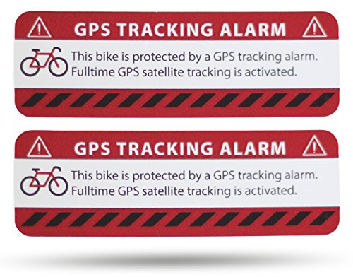 GPS Alarm Aufkleber Fahrrad - 2 Stück Warnaufkleber - Premium Qualität - 75 mm x 25 mm Silber - von Außen anzubringen - Prävention Fahrraddiebstahl (rot, 2)