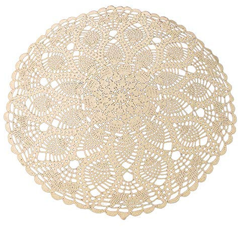 Yizunnu Tischdeckchen aus Baumwolle, rund, handgefertigt, Beige 60 cm