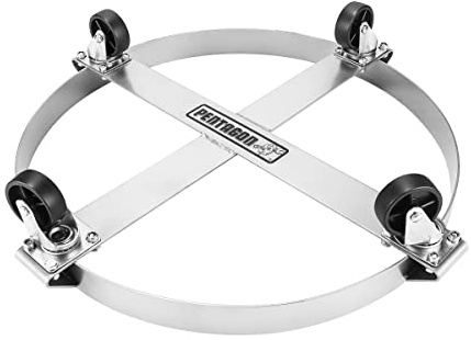 55-Gallon Drum Dolly - Heavy-Duty Steel Dolly with Cross Braces and 4 Caster Wheels – 1,000-Pound Capacity by Pentagon Tools