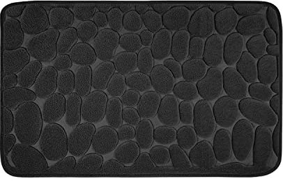 WohnDirect Set 2 teilig Badezimmerteppich mit Memory Foam - Rutschfester Badteppich - Badematte waschbar & schnelltrocknend - auch ideal als Duschvorleger - Badvorleger 50 x 80 cm - Schwarz