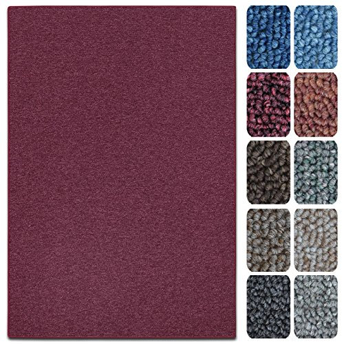 casa pura Teppich London | viele Größen | pflegeleichter Flacher Schlingenflor | Flurteppich, Wohnzimmerteppich, Küchenteppich, Schlafzimmerteppich (Weinrot - 80x150 cm)