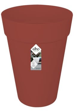 Elho Loft Urban Rond Haut 35 - Pot De Fleurs pour Extérieur - Ø 33.5 x H 45.3 cm - Marron/Brique