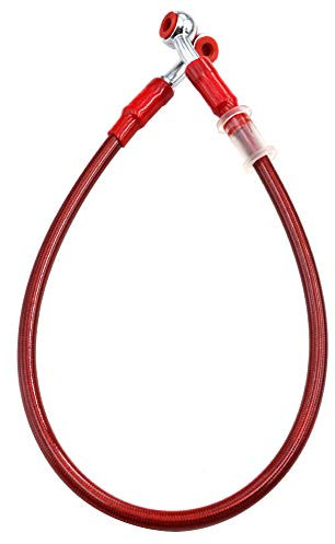 AHL Länge: 70cm Motorrad Rot Kupplung Bremse Schläuche Bremsleitung Ölschlauch Bremsschlauch mit Geflochtenem Edelstahl und Aluminiumlegierung Verbinder