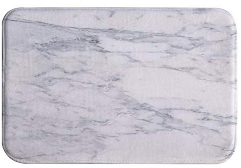 A.Monamour Badematten Badteppiche Badvorleger Weißer Marmor Stein Weiße Fliesen Marmor Textur Absorbierender Flanell Memory Foam Anti-Rutsch Badteppiche Badteppich Läufer Teppiche Türmatte 40x120cm