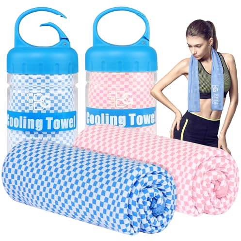 BOGI 2 Stück Kühlendes Handtuch (120 x 30 cm), Kühltuch Set für Nacken Atmungsaktive Kühltücher KüHlhandtuch Cool Towel für Yoga Golf Fitnessstudio Camping Laufen Workout und weitere Aktivitäten