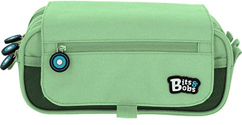 Grafoplás | Estuche Escolar Tres Compartimentos con Solapa| Mint | Bits&Bobs | Colores Pastel | 23x10x10cm | Incluye Horario y Zona Identificación | Perfecto para Organizar tu Material Escolar