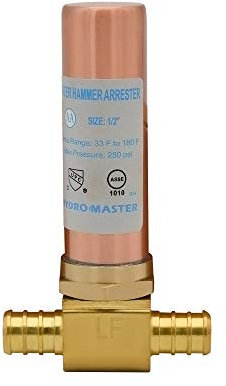HYDRO MASTER Tee Water Hammer Arrestor,Clean Brass,1/2 Pex x 1/2 Pex