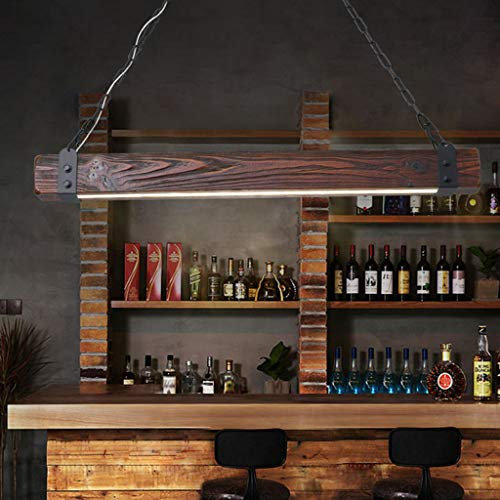 LED Holz Pendelleuchte Vintage Pendellampe Mit Dimmbarer Fernbedienung Höhenverstellbar Holz Retro Rechteckig Industrial Hängeleuchte Kronleuchter Lampe Für Esstisch Küche Wohnzimmer Bar Cafe
