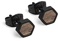 BeWooden Ohrringe | Ohrstecker mit Holzdetail | Hexagon Collection | Verschiedene Modelle | Originelle Geschenkidee für Holzliebhaber (Apis Nox Earrings Hexagon)
