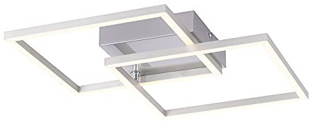 SellTec LED Deckenlampe 36x36cm, Deckenleuchte mit zwei Leuchtrahmen warmweiß | 1 Quadrat schwenkbar | 1700 Lumen Deckenpanel, Wohnzimmer Küche
