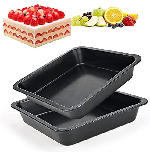 Yibang 2Pcs Non Stick Roasting Tin, 20cm Carbon Steel Baking Trays for Oven Non Stick, Nonstick Bakeware Cake Baking Tins Square Trays for Cakes, Bread, Pizza-Healthy & Durable/Easy Clean