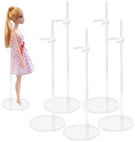 PMELCXD 5 Stück Puppen Ständerhalter Kunststoff Puppenständerhalter für 11,8 Zoll Puppen (Transparent, 25 cm)
