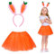 Fennoral 2tlg Osterhase Haarreif Tutu Kinder Hasenohren Kaninchenohren Stirnband mit orange Tütü Hasenkostüm für Mädchen Ostern Mottoparty Kostüm Zubehör