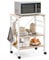 TANGZON 3-Tier Kitchen Baker's Rack on Lockable Wheels, Metal Frame Rolling Kitchen Storage Cart with 5/10 S-Hooks, Utility Shelves Unit for Home Dining Living Room (2 Adjustable Shelves, Natural)