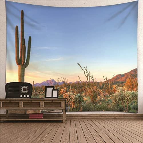 Aotiwe Tapisserie Dekoration, Wanddekoration Modern Kaktus Oase Berg aus Polyester Farbenreich 150X150Cm
