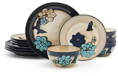 Pfaltzgraff Painted Butterfly 12-teiliges Geschirr-Set für 4 Personen