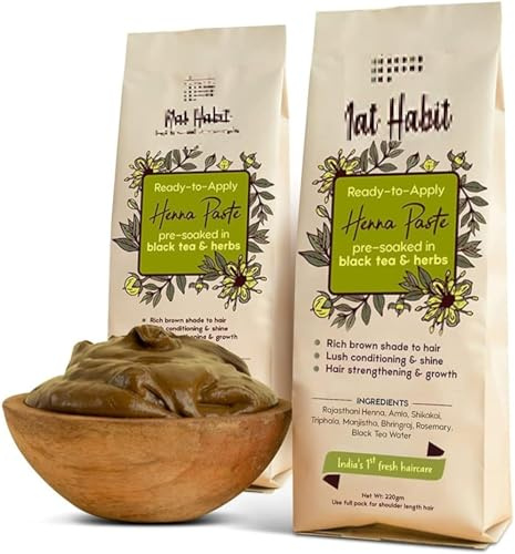 Verem NAT Habit - Back to Natural Secrets Everyday Henna Paste, gebrauchsfertig, 220 g, Dunkelbraun, 2 Stück
