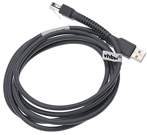 vhbw Câble de données USB 2.0 mâle vers RJ45 mâle Compatible avec Zebra DS2208, DS3400, DS3408, DS3508, DS3578 Lecteur Code-Barres - Cordon, 2 m Gris