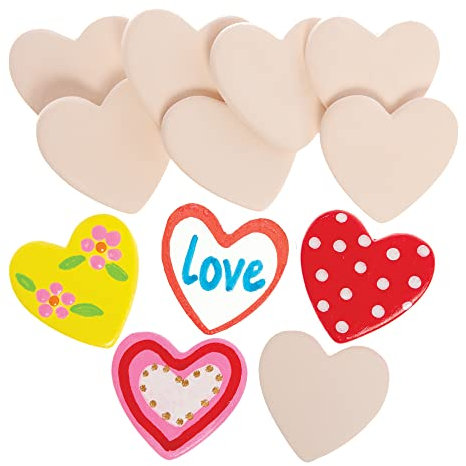 Baker Ross FX710 Pierres à peindre en céramique en forme de cœur – Lot de 15, Décorations créatives pour la Saint-Valentin