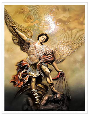 NONBER Poster, Motiv: Heiliger Erzengel Michael im Vintage-Stil, dekorative Leinwand, Wandkunst für Wohnzimmer, 30,5 x 40,6 cm (ungerahmt)