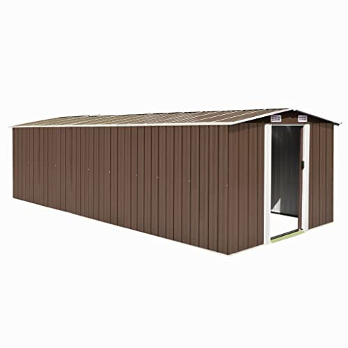 vidaXL Capannone da giardino per esterni, terrazza, balcone, prato, cortile, garage, tettoie per attrezzi, capannone, casa, metallo, marrone, 260 x 570 x 180 cm