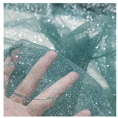 SHTGOI Glitzernder Stoff 1Yard * 150 cm Tüllstoff Meterware Tüll Spitze Stoff Netzstoff Glitzer Garn Tüll Deko Stoffe für DIY Handgemachte Hochzeitskleid Fotografie Hintergrund Grün