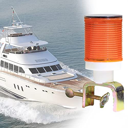 DYK&NX Solare Signalleuchten, Navigation Bootslicht für Boote mit Solarbetrieben, Blinkende Anzeige, Abnehmbarer Ständer für Schnellbooten, Kleinen Fischerbooten (Grey : Yellow)