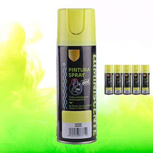 H HANSEL HOME Pintura Spray Brilla en la Oscuridad Tinta Luminiscente Multisuperficie Verde 200ml - Pack de 6 Unidades