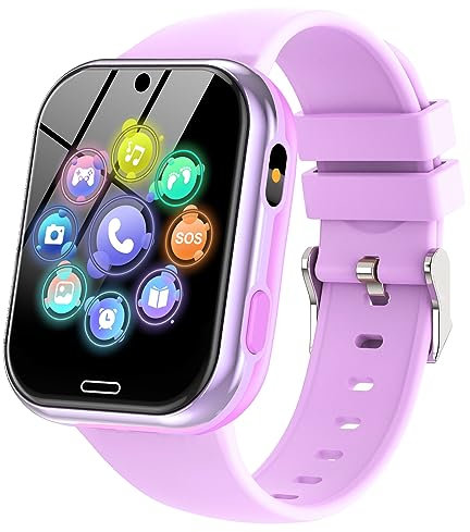 Lylica Reloj Inteligente Niños - Smartwatch Niño para y Niña con Podómetro, 19 Juegos, Llamadas, SOS, Música, Linterna, Juguetes para niños de 3-12 años Navidad Cumpleaños Regalo (Violeta Claro)