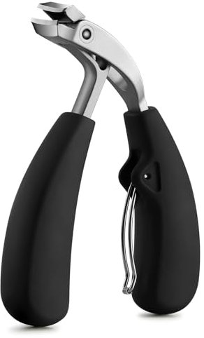 FVION Innovative Design Angled Head Toenail Clippers for Thick Nails for Seniors and Podiatrists, Thick Finger Nail Clippers with Catcher - Conquer Thick Toenails with Precision