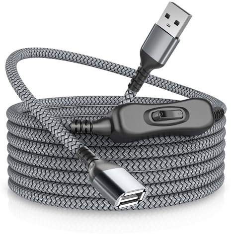 RUXELY Cable USB Tipo A Macho a Hembra con Interruptorde Encendido/Apagado 3M,Cable Extensión USB con Interruptor,USBA ON/OFF Switch Soporte Datos y Carga para tiras LED,Lámpara USB,Ventilador