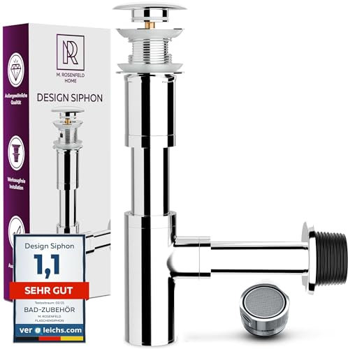 Waschbecken Ablaufgarnitur Edelstahl, Pop Up Ventil mit Überlauf, Strahlregler Wasserhahn Aufsatz, Siphon für Bad & Waschtisch – M. ROSENFELD HOME