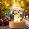 Geschenke für Frauen und Kinder Kristallkugel Nachtlicht 6 cm Glaskugel Deko,Geschenke für Mama,Gänseblümchen im Glas mit Holzsockel Personalisiertes Geburtstagsgeschenk für Mädchen und Jungen.