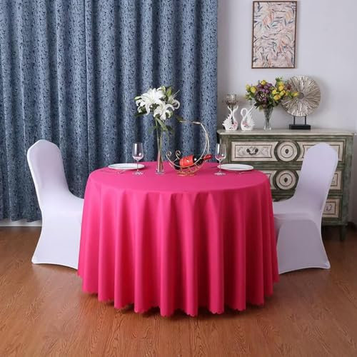 JKDSAO Tischdecke für Hochzeiten, rund, Dekoration, Bankett, Hotel, Show, Geburtstagsfeier, einfarbig, langlebig, Pink, 340 cm rund