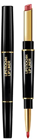 Lasting Pen Lipstick In Liner 2 Velvet 1 Lipstick With Lip Durable Head Lipstick Pencil Long Nude Double Lipstick Blauer Lippenstift Glitzer (G, One Size)