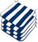 emmevi Juego de 4 cojines para silla de algodón a rayas, acolchados, lavables, suaves, universales, azules