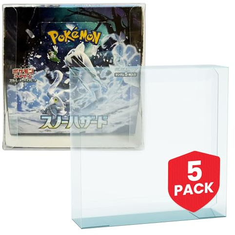 EVORETRO Vitrine Storage Protector for Pokemon Japanese Booster Box - 5-Pack 0.5mm Thick Plastic Display Case for Collectible Gaming Card Storage and Organization.Elevate Your Collection.