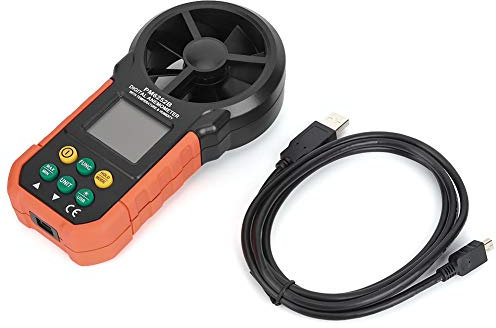 Digitales Anemometer, Windgeschwindigkeitsmesser, Tragbarer Windmesser mit Temperatur, Luftfeuchtigkeit, USB-Schnittstelle, Zur Messung von Luftvolumen, Windgeschwindigkeit und