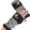 Armstulpen Damen Winter Handschuhe mit Vogelstickerei Fingerlos Strick Pulswärmer Damen Handstulpen Fäustlinge Strick Fingerlose Fäustlinge Stulpen Damen Hände Lange Handschuhe (Schwarz, EINGRÖSSE)
