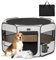 PETSFIT faltbar Welpenauslauf Tierlaufstall für Kleintiere Hunde Katzen,Hundelaufstall Freigehege mit Wasserdichter Boden,Pop-up System Kausicheres Design,Grau,M,92 * 84 * 53cm