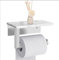 Zjyufy White Toilet Roll Holder Wall-Mounted, Toilet Roll HolderStainless Steel Toilet Paper Holder with Marble Shelf, Bathroom Accessory, Quite Light, Easy to Fit